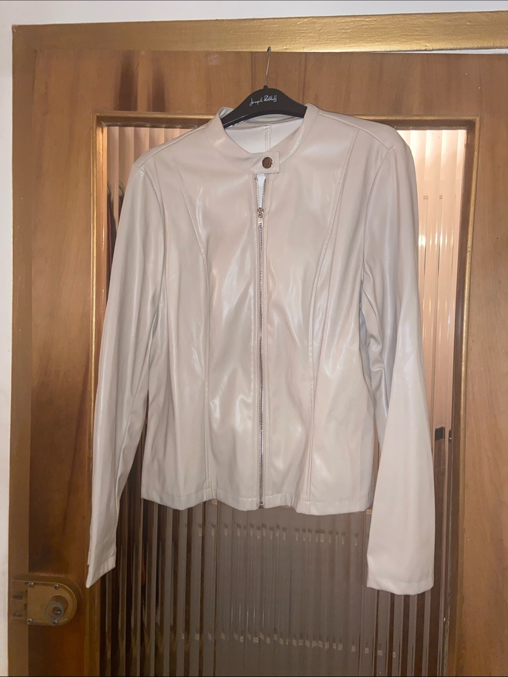 Source Unknown Light Cream Leather Zip Jacket